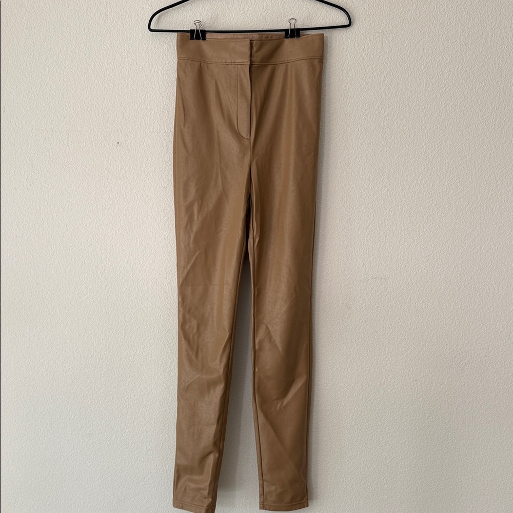 Aritzia Babaton Tan Faux Leather Leggings
